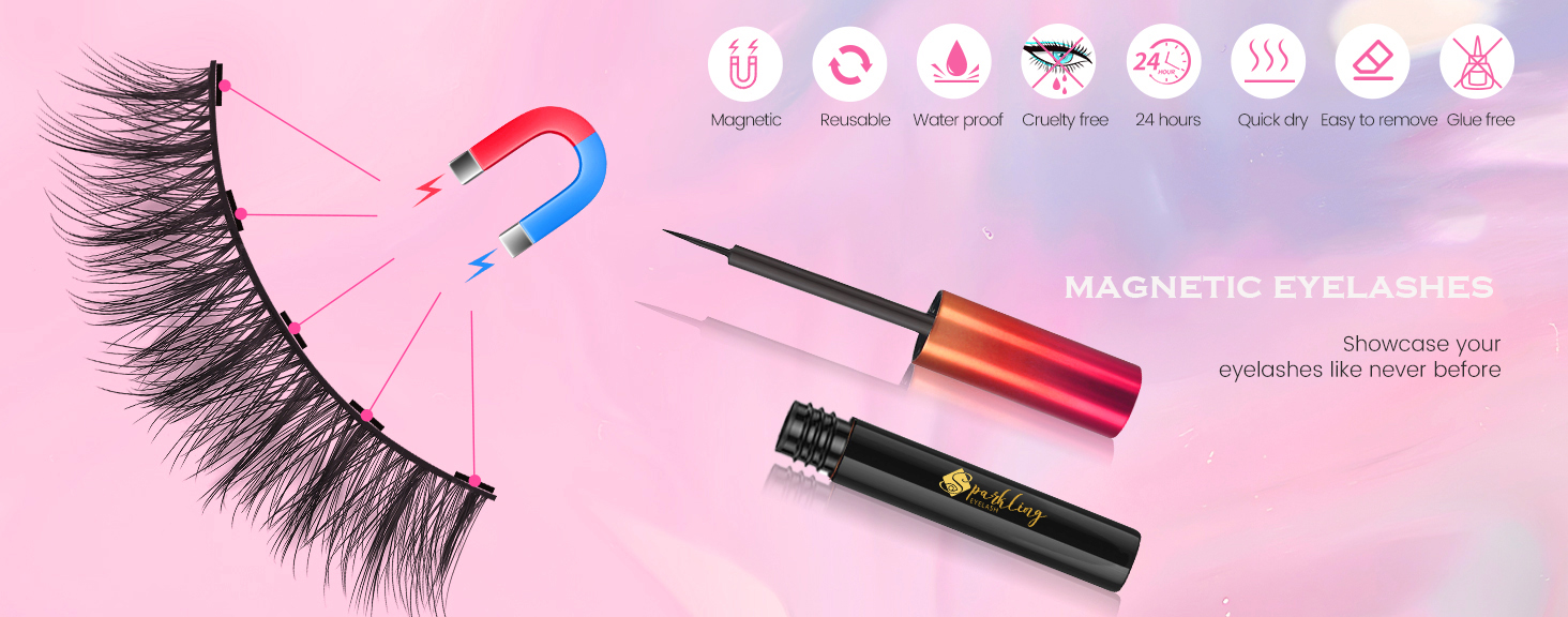 Ottieni il look glamour perfetto con il kit ciglia magnetiche 3D Pingdu Sparkling Eyelash®